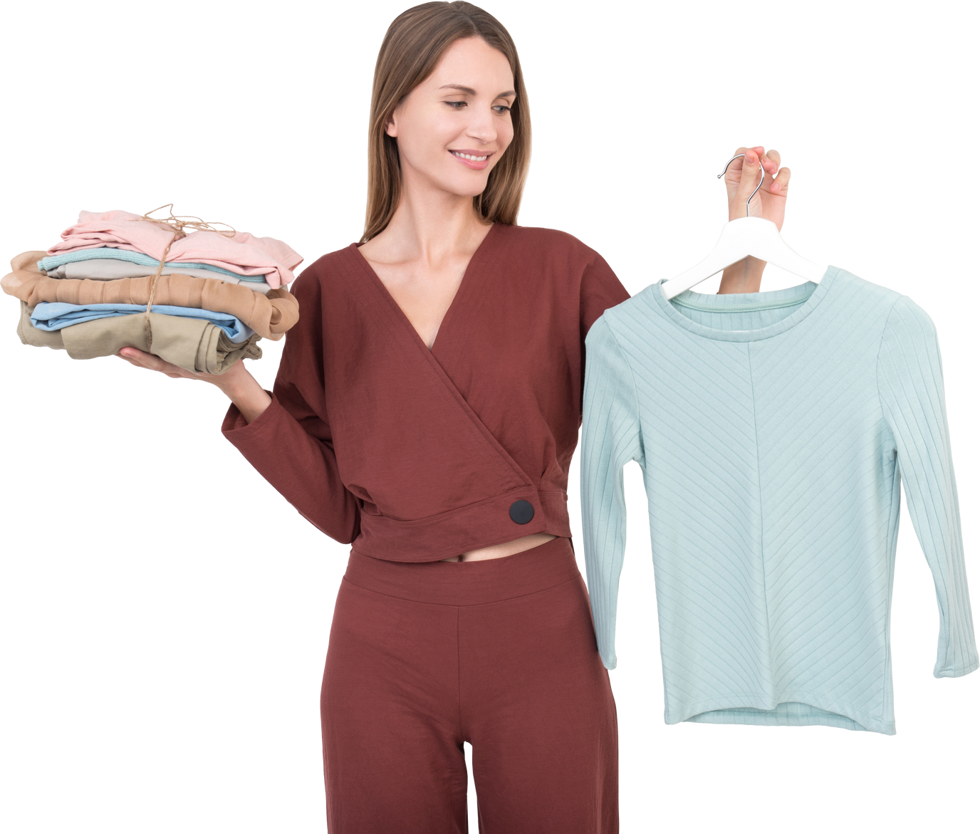 Woman with Clean Laundry 